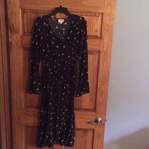 Button down black floral dress